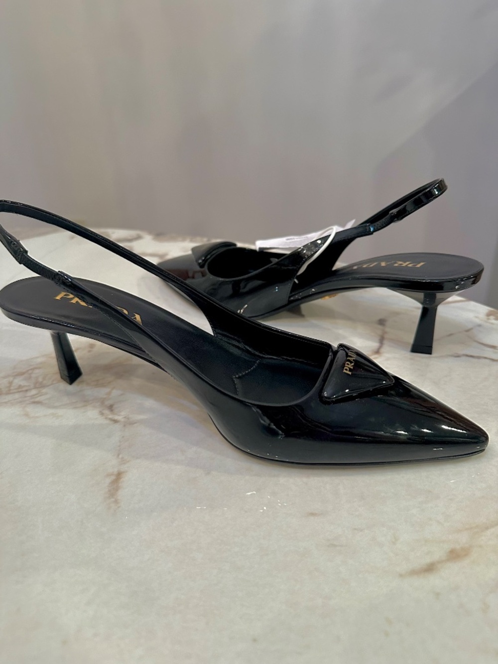 Prada Women's Patent Leather Slingback Pumps US 9 #luxury #designer - Picture 7 of 9